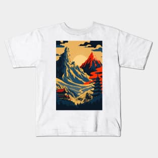 waterfall ukiyo-e style Kids T-Shirt